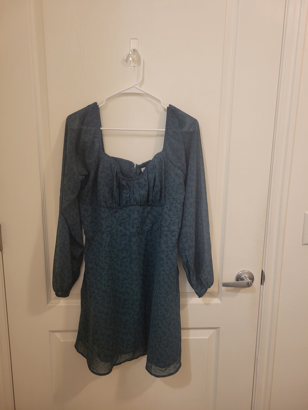 Hollister Teal Floral Long Sleeve Mini Dress
